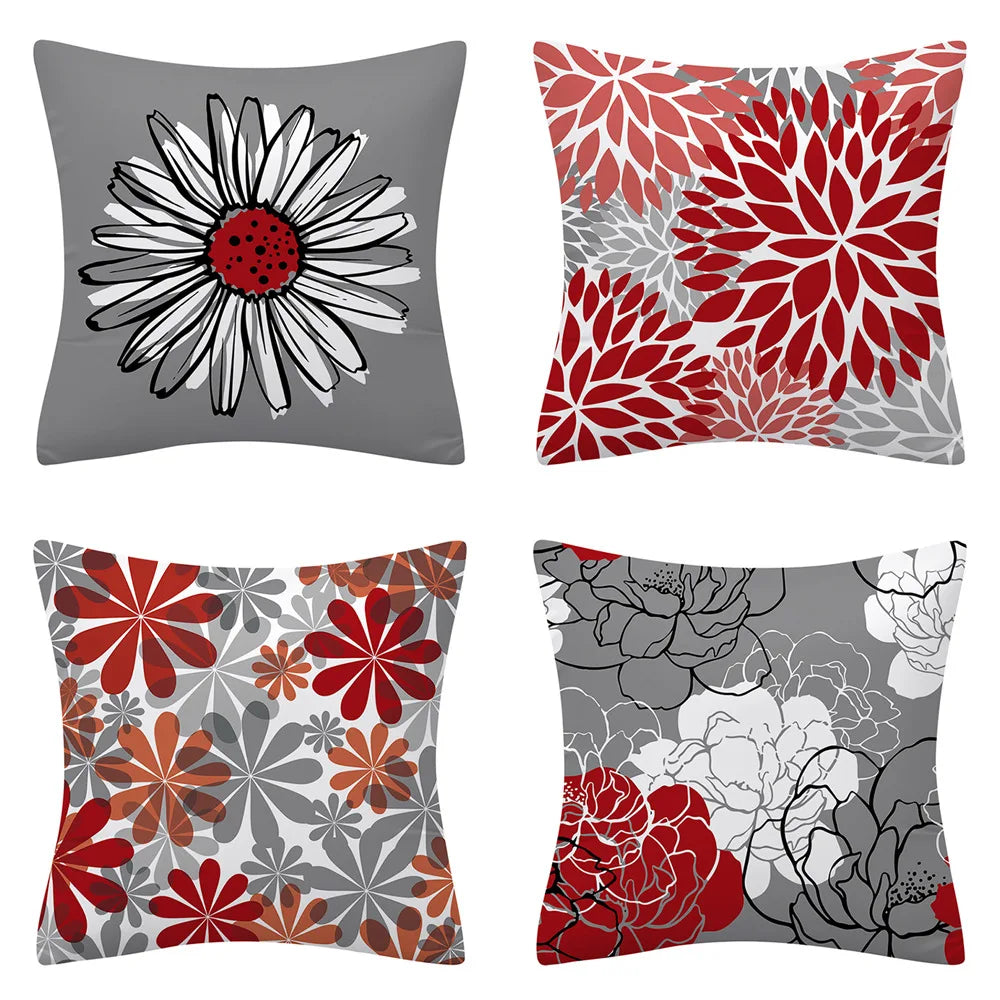 Afralia™ Modern Daisy Grey Pillow Covers for Couch, Living Room, Bed - Set of 2