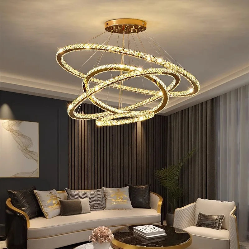 Afralia™ Crystal Chandelier Stair Pendant Lamp Living Room Pendant Lights Interior Lighting