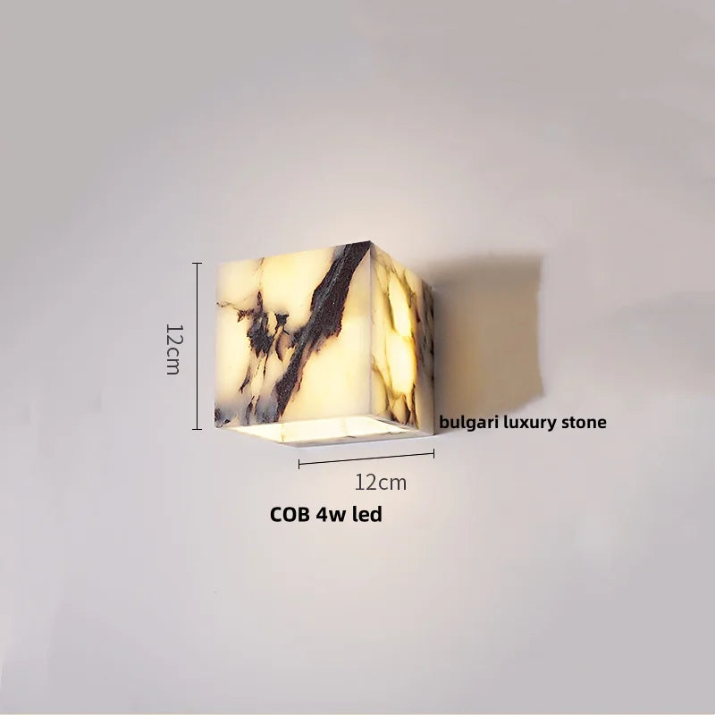 Afralia™ LED Wall Light Fixture Bedroom Balcony Hallway Waterproof Square Terrazzo Bedside Lamp