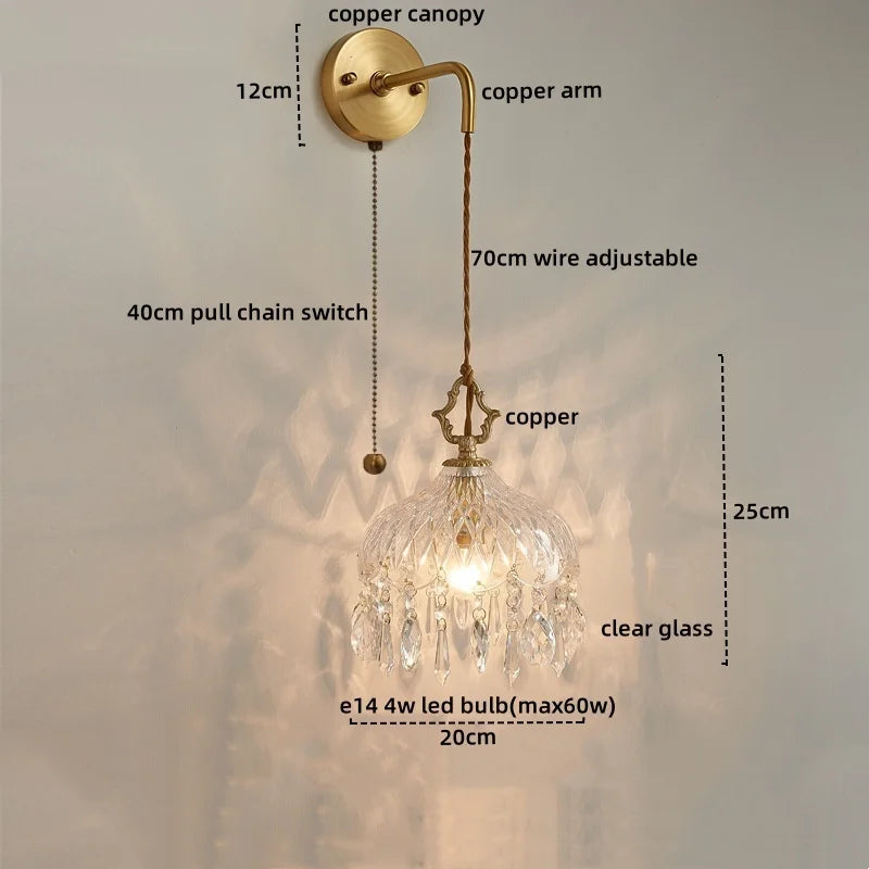 Afralia™ Crystal Glass LED Wall Sconce - Luxury French Stair Light for Home Decor