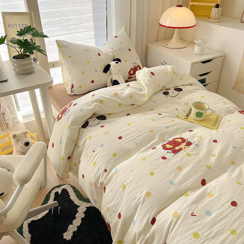 Afralia™ Cartoon Style Cotton Printed Bedding Sets in Single/Double Size