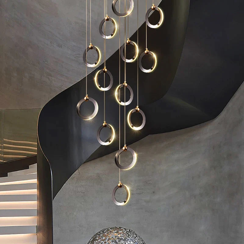 Afralia™ Modern Nordic Chandelier Stair Light for Duplex Villa Luxury Loft & Living Room