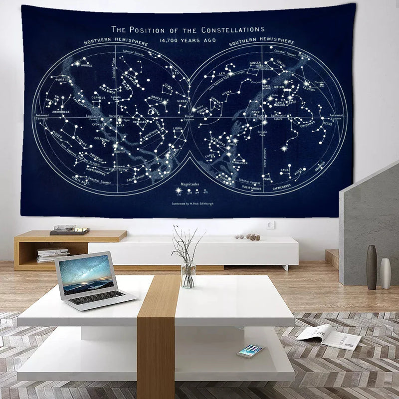 Afralia™ Cosmic Constellation Compass Tapestry: Abstract Psychedelic Witchcraft Wall Hanging