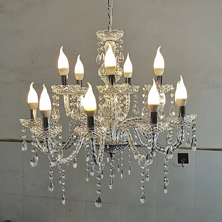 Afralia™ Crystal Light Road Guide Wedding Hall Candle Light European style Pendant