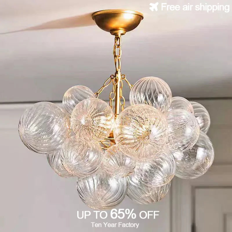 Afralia™ Glass Bubble LED Pendant Light for Living Room Ceiling, Dimmable Round Luminaire
