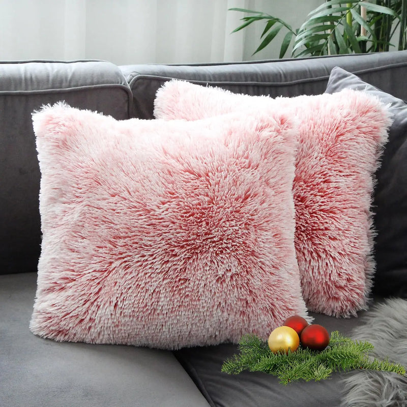 Afralia™ Soft Faux Fur Throw Pillow Cover for Sofa Bed Living Room - 45x45 CM Luxe Cushion Case