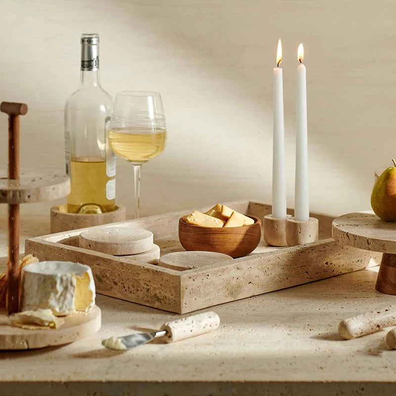 Afralia™ Marble Tray for Vanity, Dresser, Kitchen Sink- Organizer for Soap, Candle, Perfume