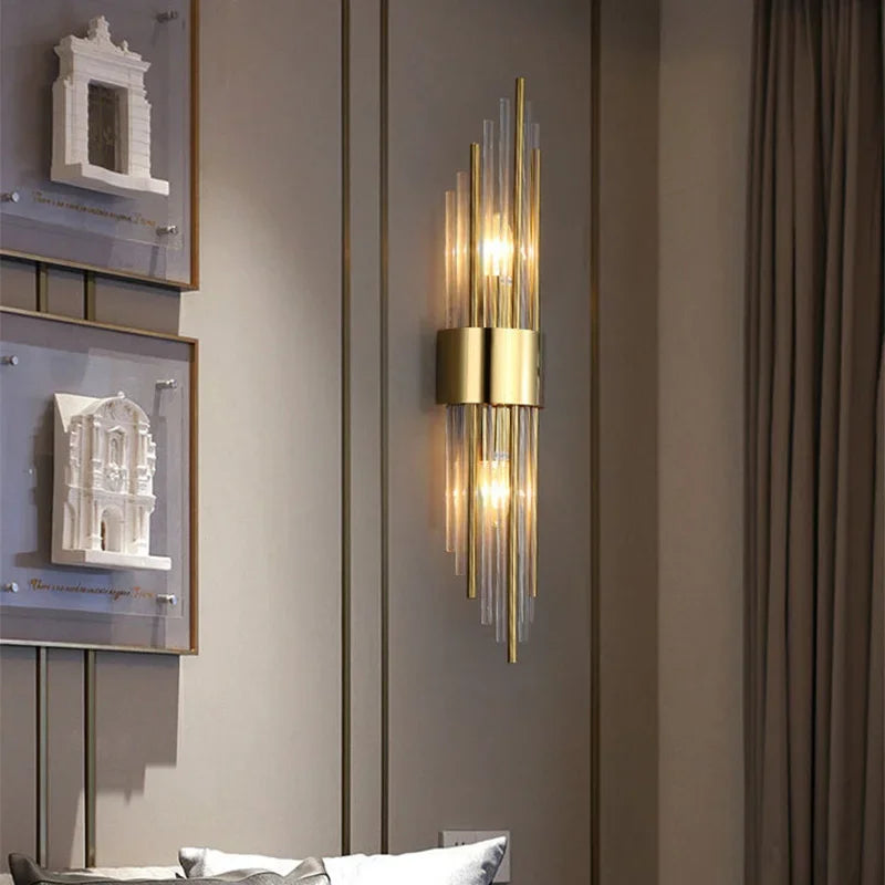 Afralia™ LED Crystal Wall Sconces Gold Luxury Wall Lamp for Living Room & Bedroom