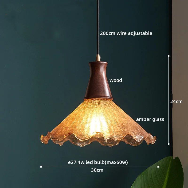 Afralia™ Wood Ceramic LED Pendant Chandelier for Dining Room Bedroom Kitchen Lighting
