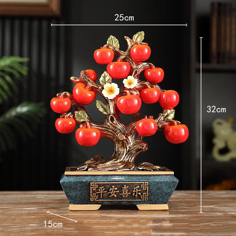 Afralia™ Persimmon Tree Apple Fruit Basket Home Decoration Figurines