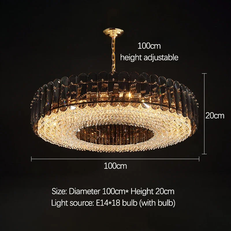 Afralia™ Modern Gold Crystal Chandelier LED Light Fixture for Luxury Living Room Home Decor