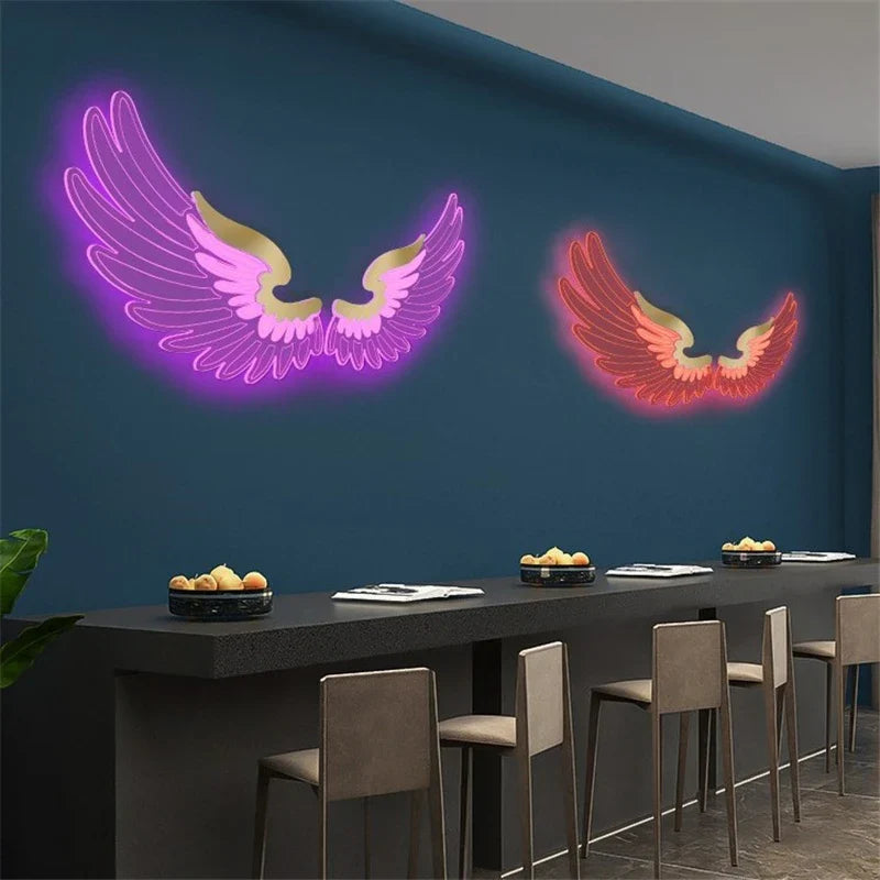 Afralia™ Angel Wings RGB LED Wall Lamp for Living Room Bedroom Restaurant Bar