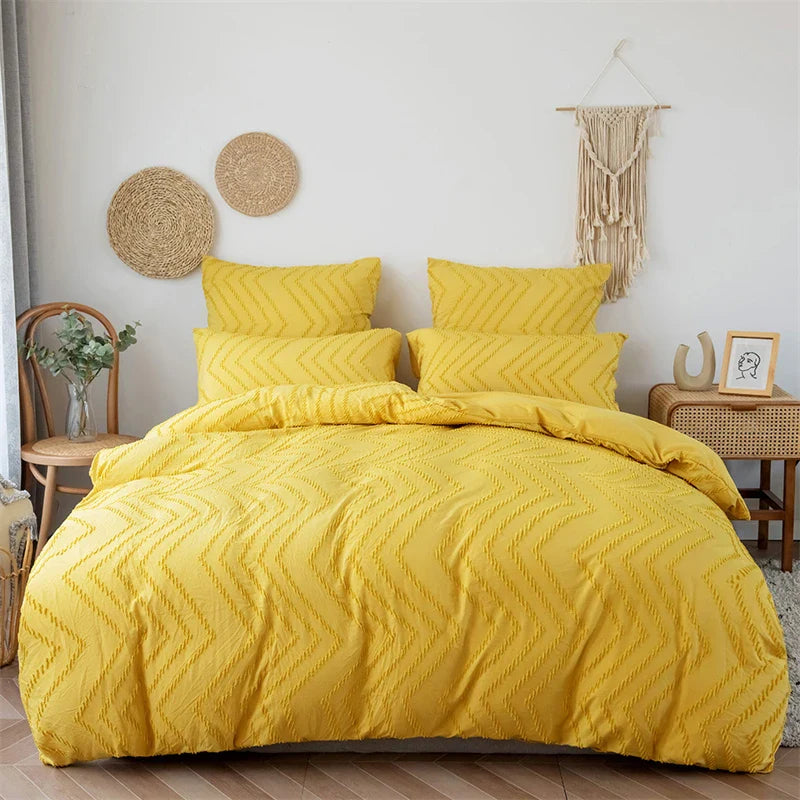 Afralia™ Soft Solid Color Double Duvet Cover Set King Queen Size Blanket & Pillowcases