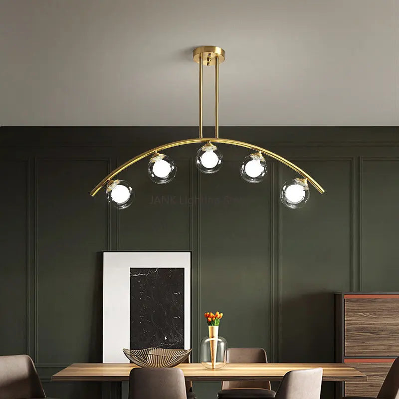 Afralia™ Gold Glass Ball LED Chandelier for Modern Minimal Decor in Kitchen, Bedroom