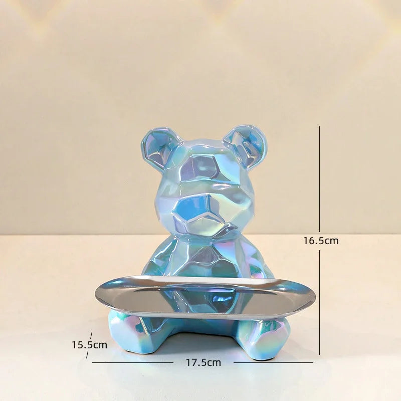 Geometric Bear Coin Bank by Afralia™: Ceramic Home Decor and Organizer
