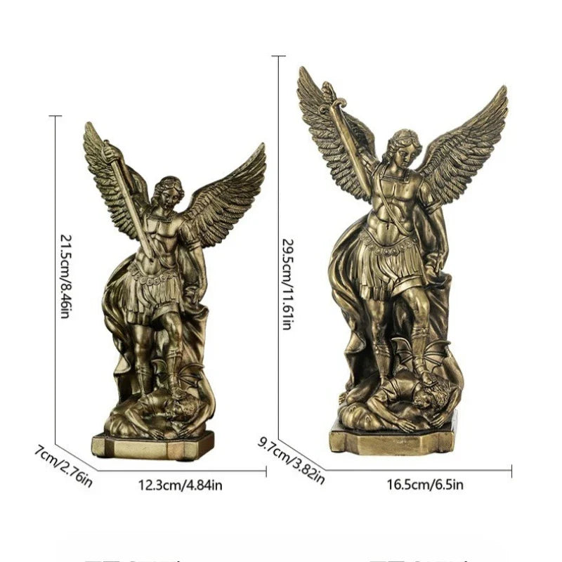 Afralia™ St. Michael Catholic Saint Sculpture Resin Decor Figure Church Altar Home Protection