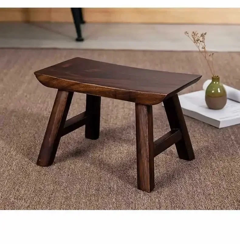 Wooden Walnut Square Stool by Afralia™: Rustic Real Wood Bench for Dining, Kids, or Home