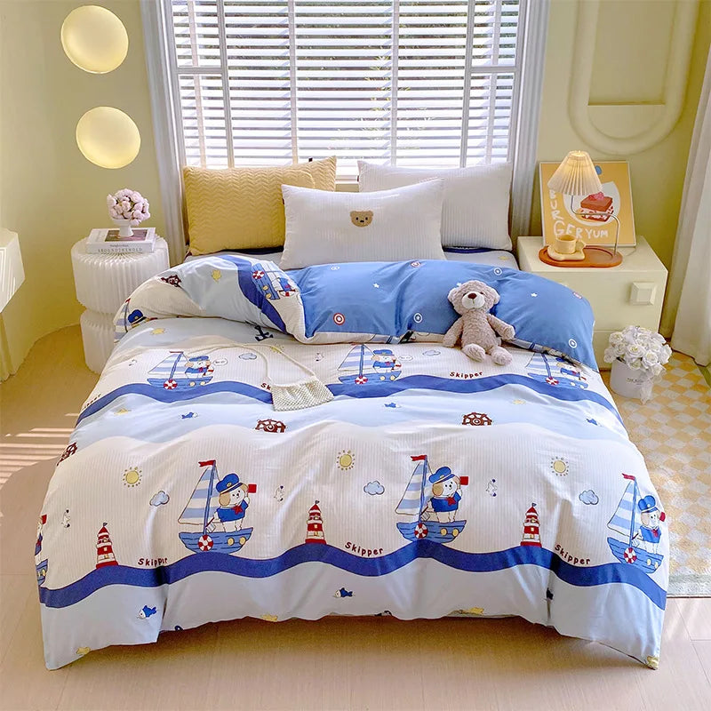 Afralia™ Nordic Plaid Cotton Duvet Cover for All Seasons - Single/Double Bed