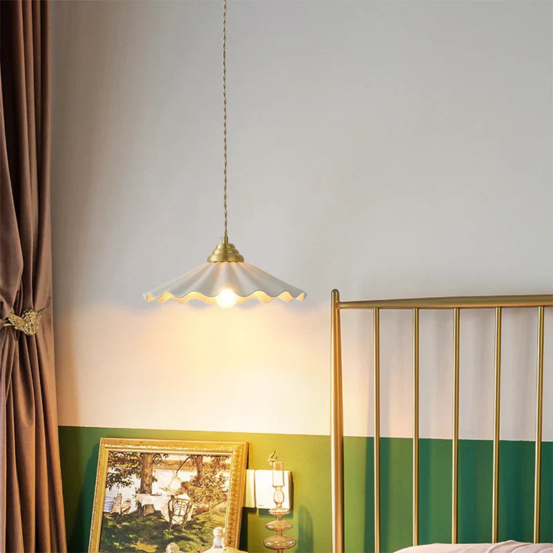 Afralia™ Ceramic LED Pendant Light: Japanese Style, Vintage Copper, 30CM.