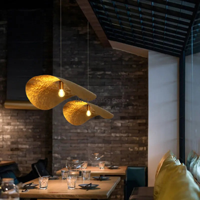 Afralia™ Lotus Leaf Hat Pendant Lamp: Elegant Copper Design for Living Room, Restaurant, Bar.