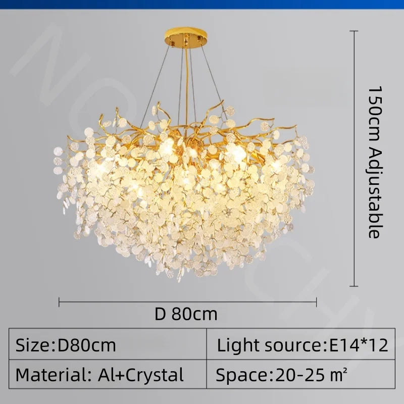 Afralia™ Gold Crystal Chandelier Pendant Light for Kitchen Island Living Room