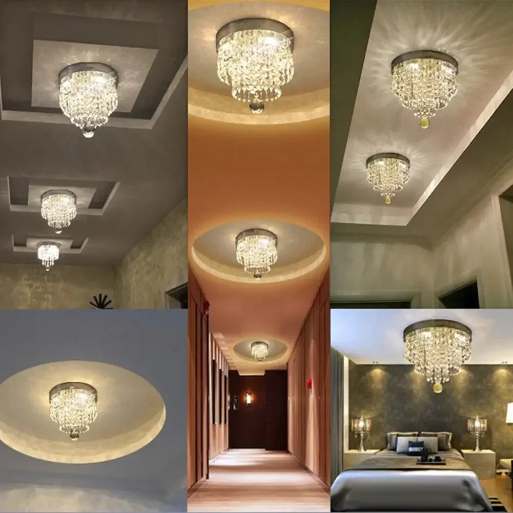 Afralia™ Crystal Ceiling Chandelier: Luxury LED Light for Living Room Hallway Balcony