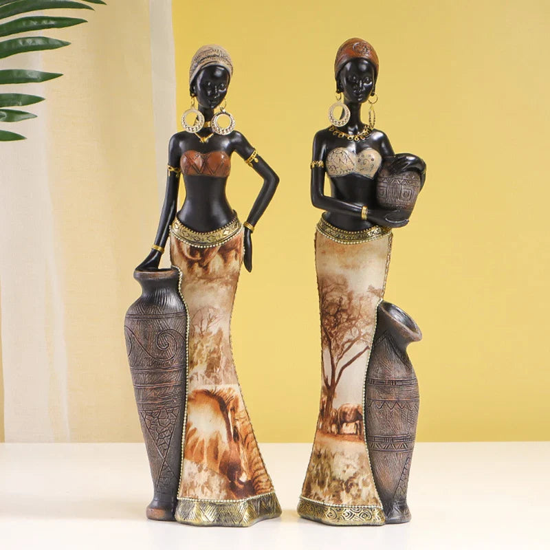 Afralia™ Resin African Style Women Sculpture Collection for Interior Decor