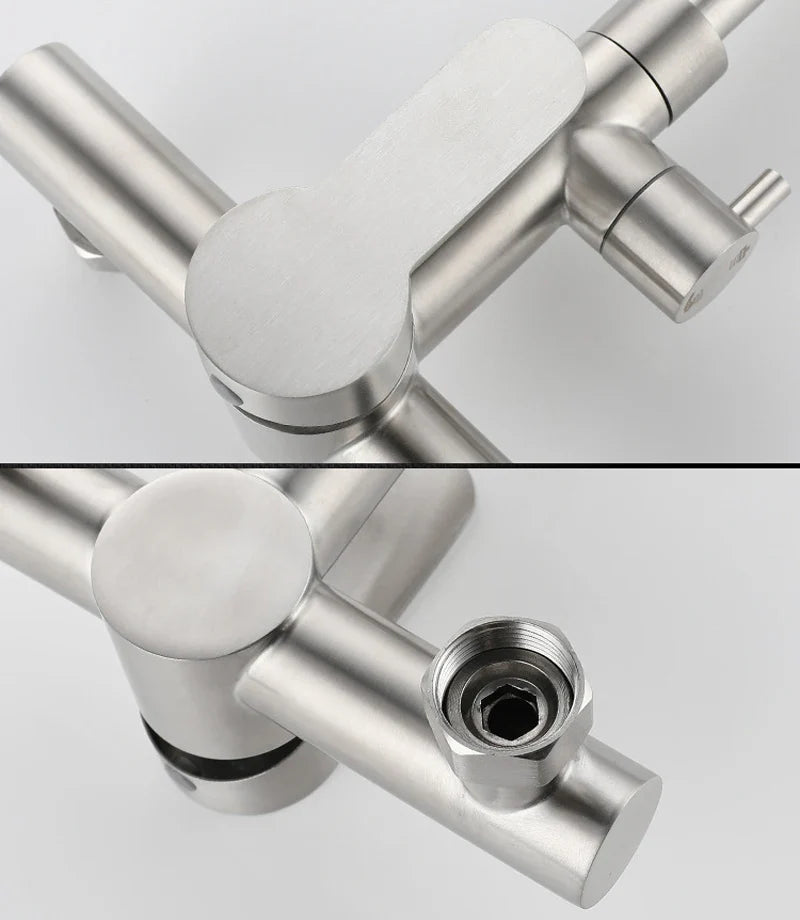 Afralia™ Stainless Steel Kitchen Faucet Wall Mount with Swivel Bidet Sprayer Head.