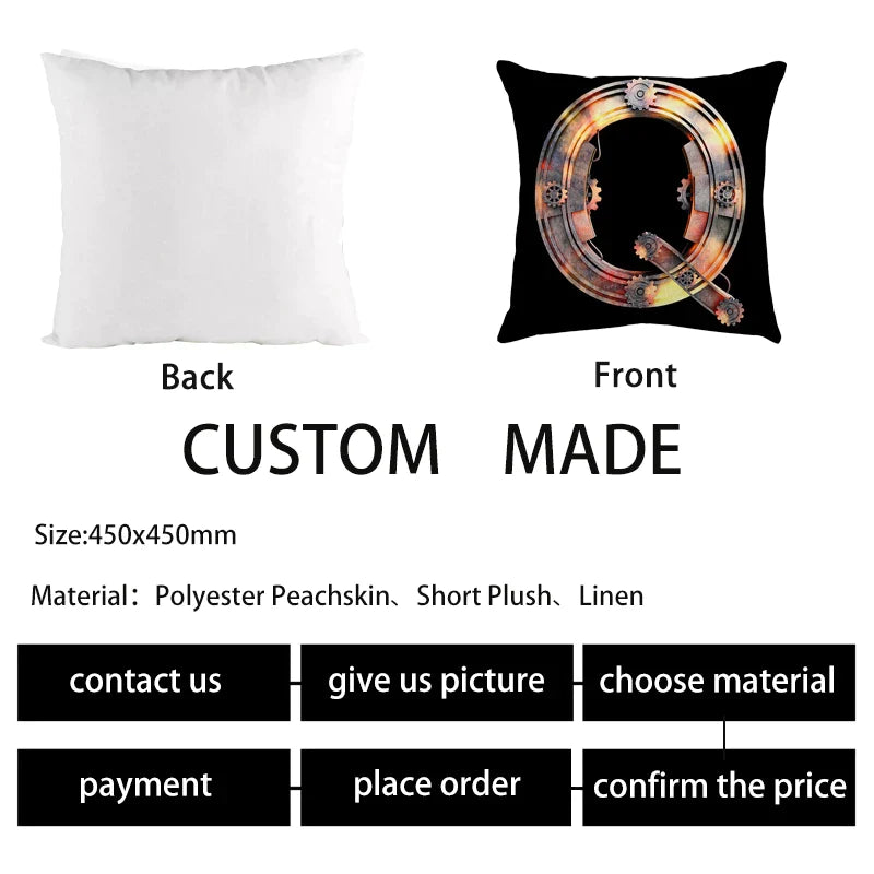 Nordic Metal Gear Pillowcase with English Letters for Chic Sofas by Afralia™