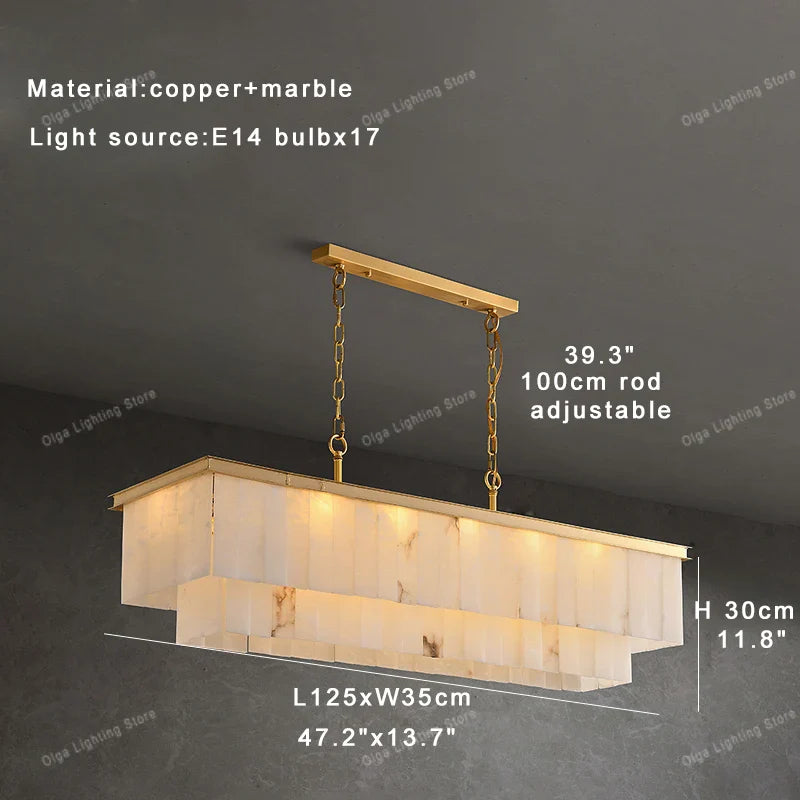 Afralia™ Marble Ceiling Chandelier Dimmable Round Vintage Hanging Lamp - 31" Luxe Dining Room Lighting