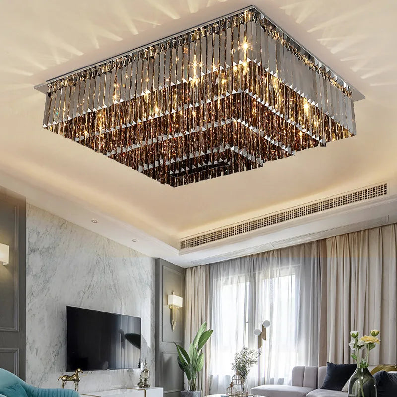 Afralia™ Luxury Black Crystal Ceiling Light for Modern Home Decor and Lighting