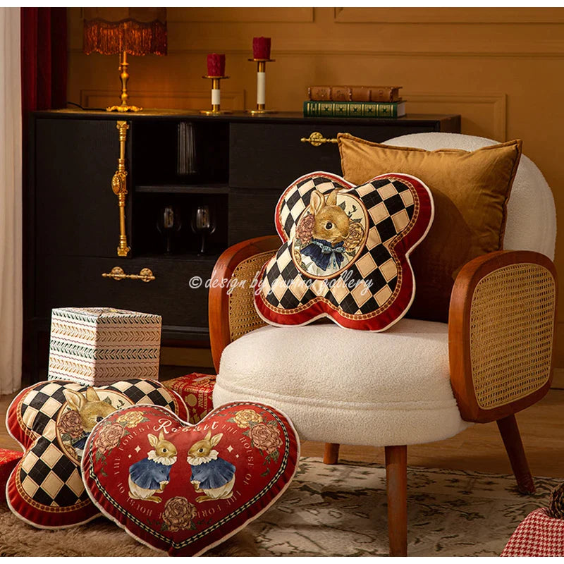 Afralia™ Rabbit Forest Retro Heart Throw Pillowcase Luxe Coussin 2023 Home Collection