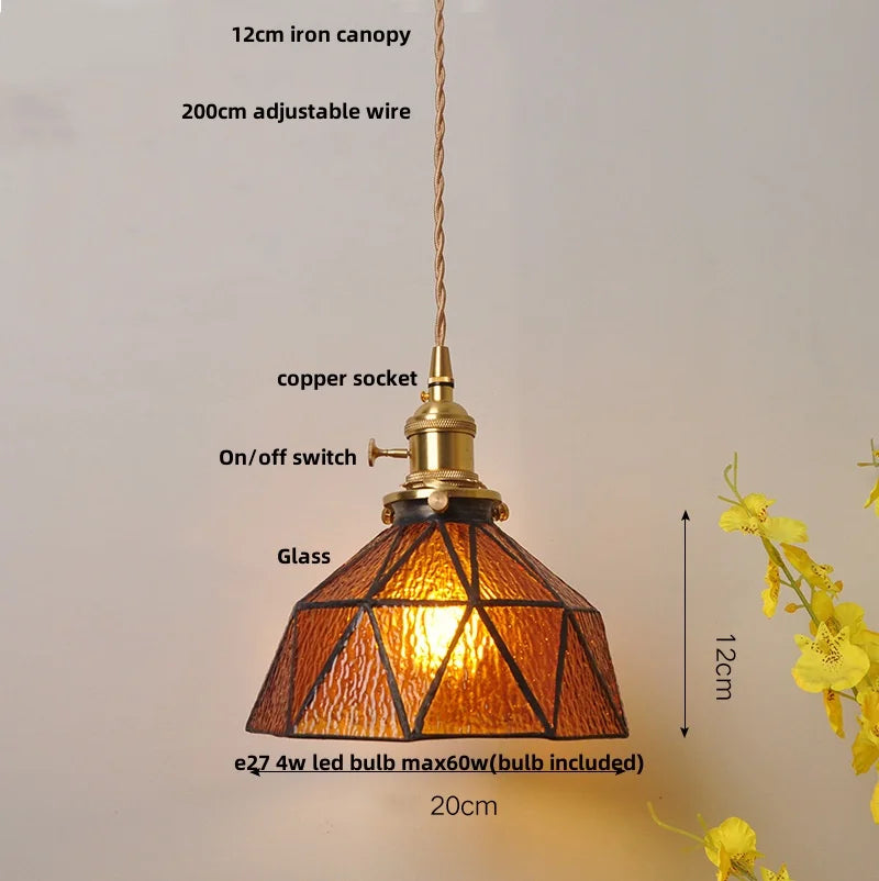 Afralia™ LED Adjustable Pendant Light Fixture Amber Glass Walnut Wood Bar Hanging Lamp