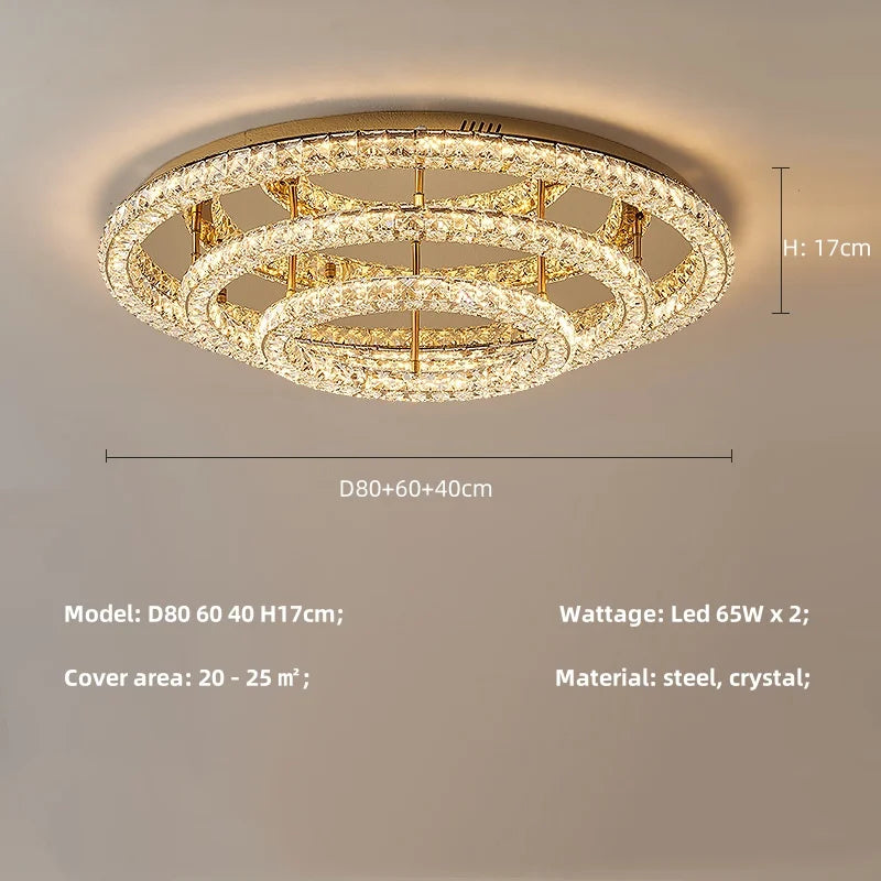 Afralia™ Dimmable Crystal Chandelier Foyer Ceiling Light - Modern Luxury Steel Luminarias