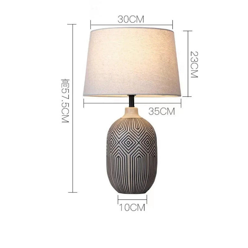 Afralia™ Japanese Style Ceramic Table Lamp for Living Room, Bedroom, Study - Simple & Elegant