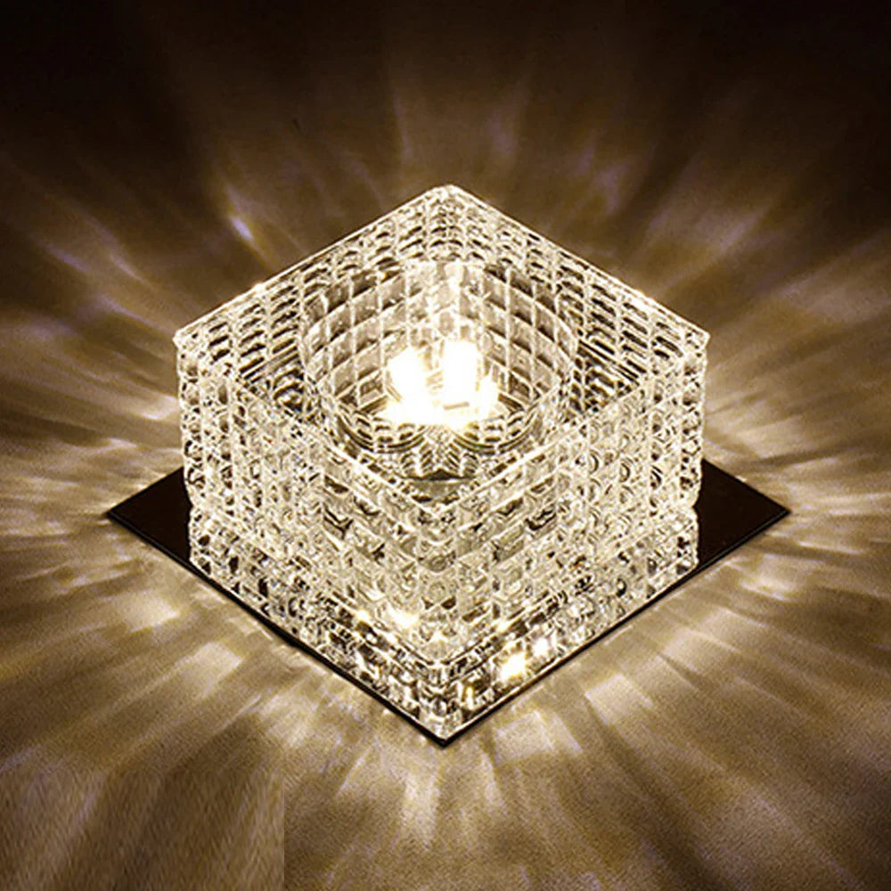 Afralia™ Modern Crystal Square LED Ceiling Wall Light for Home Decoration