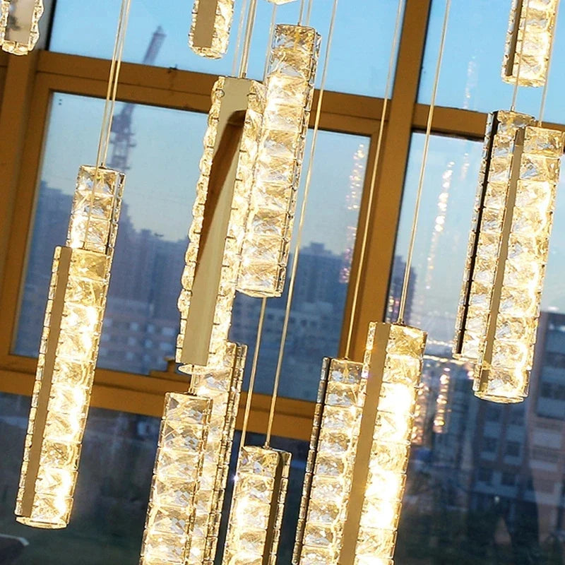 Afralia™ Modern Crystal LED Chandelier for Living Room - Luxury Hanging Lamps