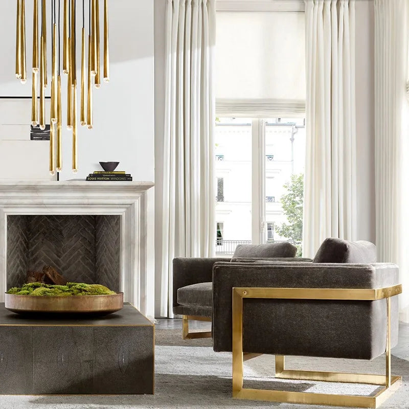 Afralia™ Gold Copper Chandelier for Living Room, Staircase, Foyer, Dining Room, Cafe, Bar