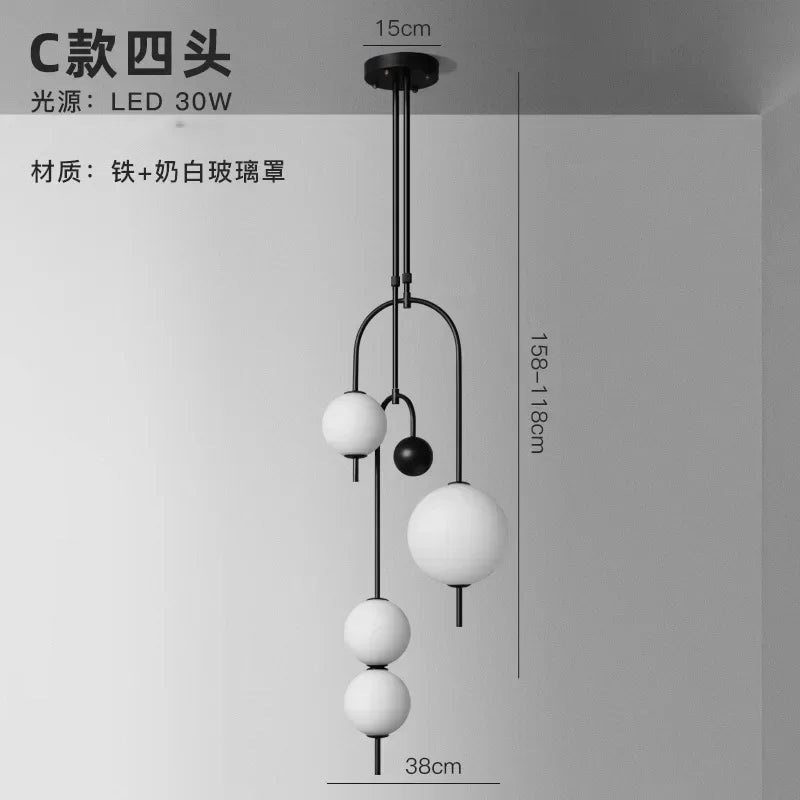 Afralia™ Glass Suspension Kitchen Island Chandelier Ceiling Pendant - Modern Living Room Hanging Light