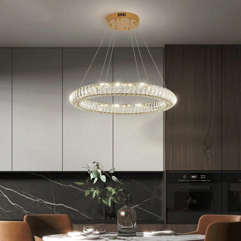 Afralia™ Luxury Crystal Ring Chandelier for Modern Living Room & Restaurant