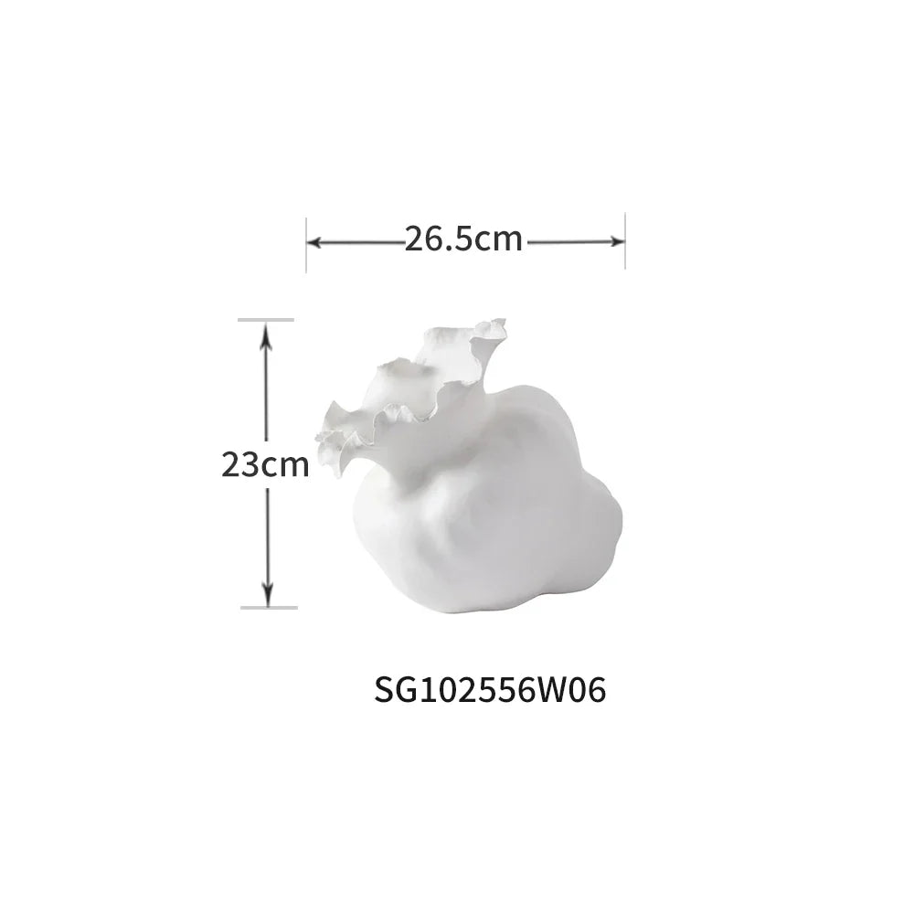 Afralia™ White Ceramic Prone Position Irregularity Flower Vase