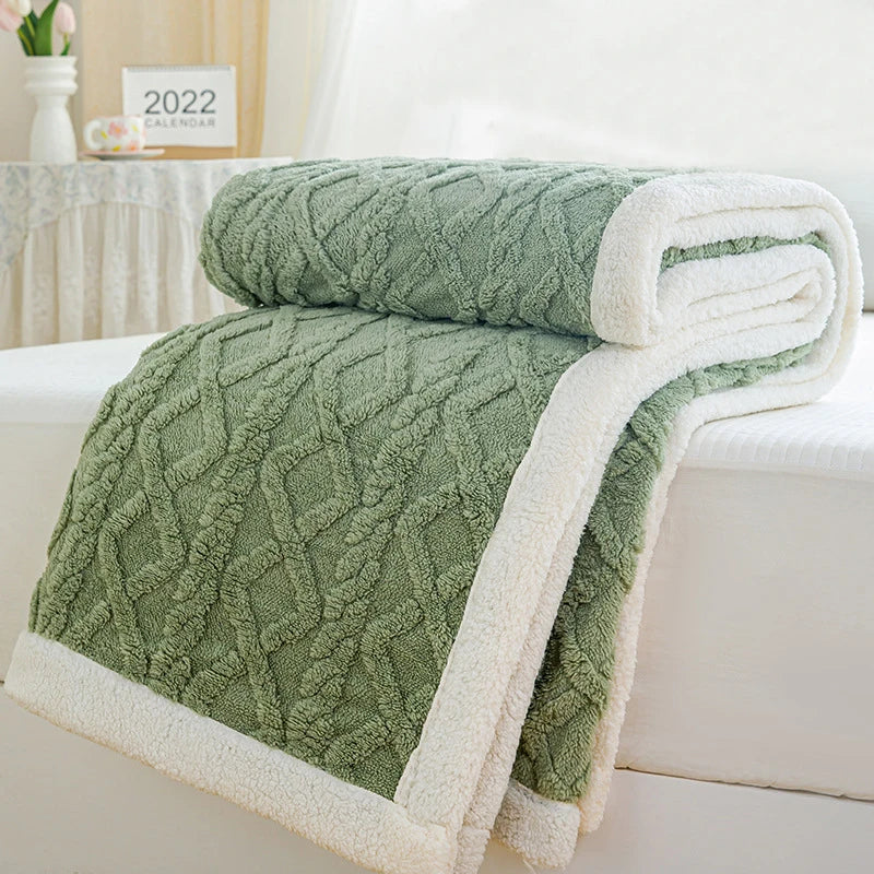 Afralia™ Geometric Soft Tafurong Blanket / Thick Skin-friendly Lamb Wool Blanket / Office Nap Thermal Blanket