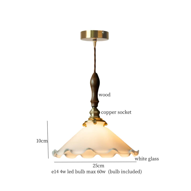 Afralia™ Cream Vintage Brass Glass LED Pendant Light for Restaurant Bar Cafe Loft