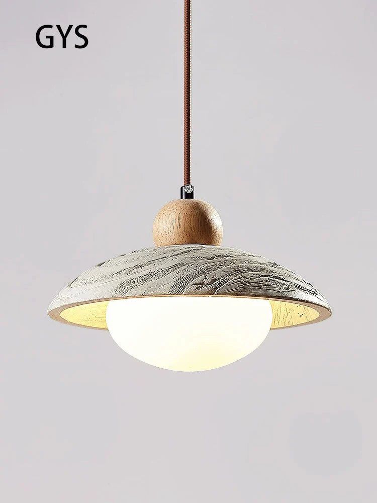 Afralia™ Round Cement Pendant Chandelier | Wabi-sabi Style Dining Table Lighting