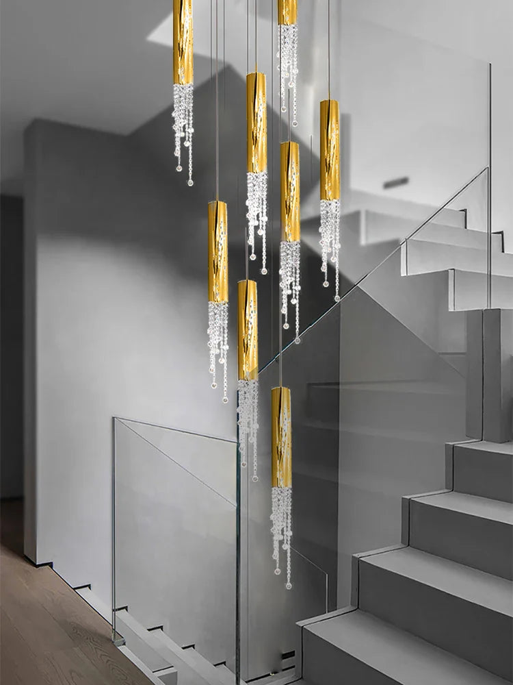 Afralia™ Designer Crystals Pendant LED Chandelier for Home Dining Room Lighting Fixture