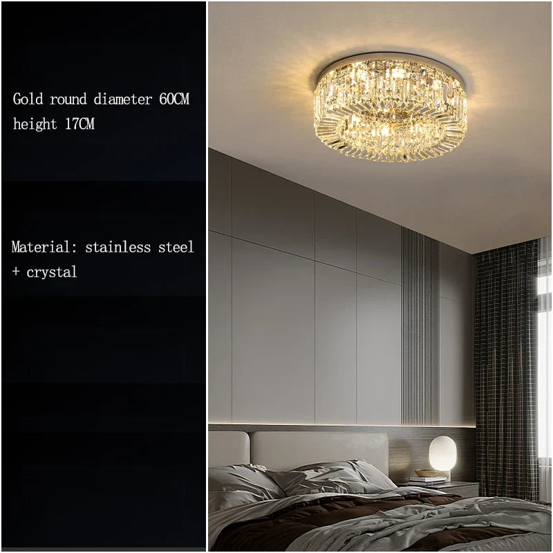 Afralia™ Crystal LED Ceiling Lamp for Chic Living, Bedroom, and Dining Room