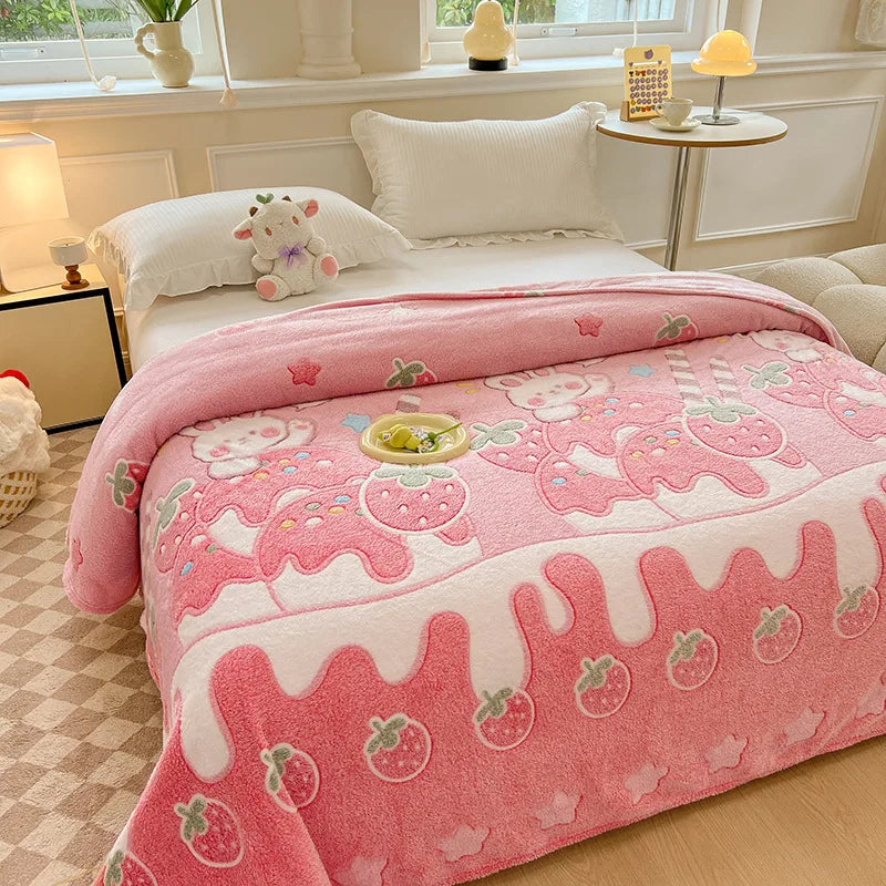 Afralia™ Colorful Flower Patterns Velvet Blanket for Student Bed – Light & Cozy Blanket