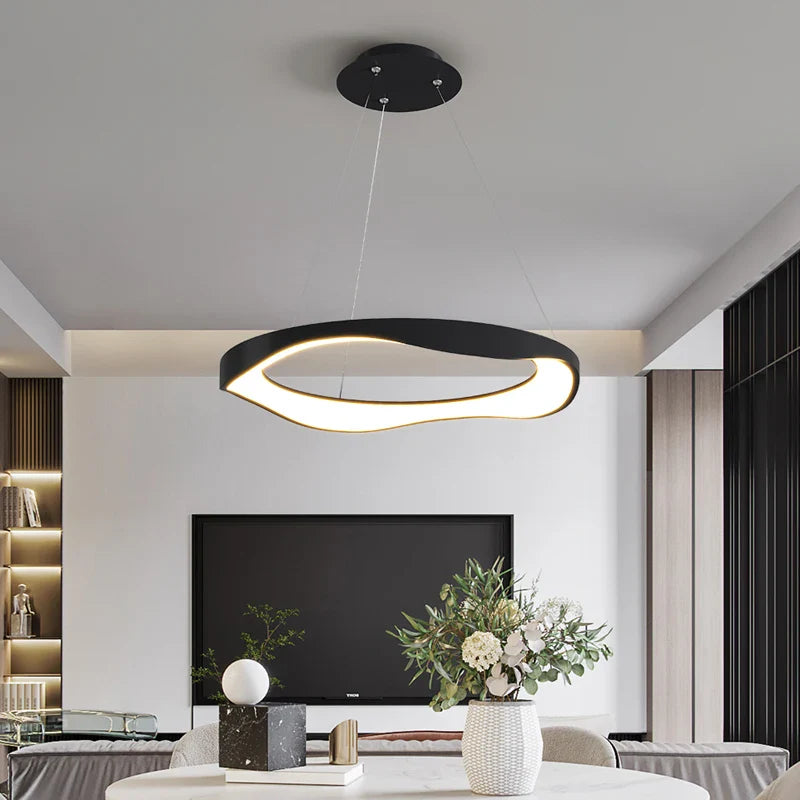 Afralia™ Round LED Pendant: Adjustable Height Dining Room Lamps