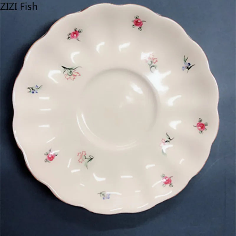 Afralia™ Flower Pattern Ceramic Cup & Saucer Set