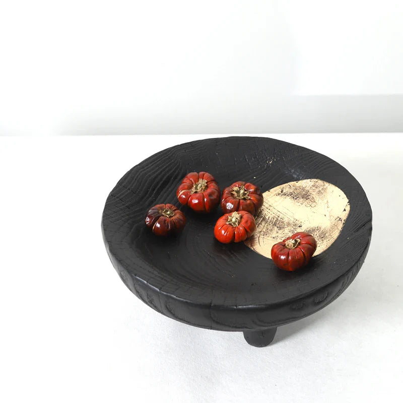 Afralia™ Imitation Wood Grain Corner Tray Fruit Bowl Desktop Storage Jewelry Plate Tray